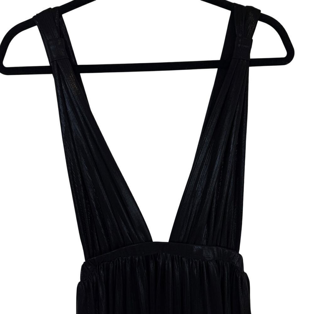 Bronx and Banco Goddess Metallic Side Slit Maxi Gown Evening Party Black Size M - Picture 3 of 12